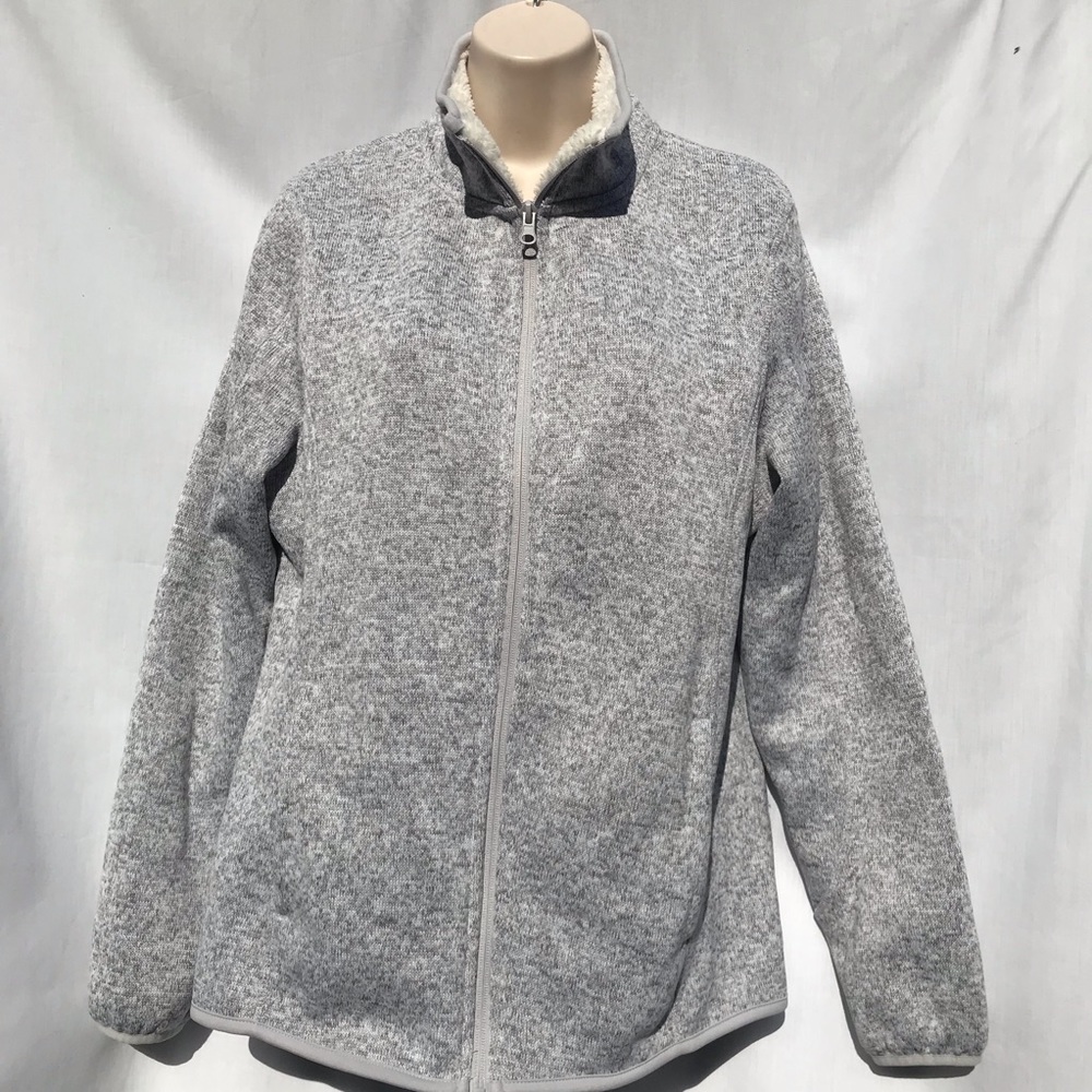 Light Gray Heather Swiss Tech Zip Up Jacket L (12-14)